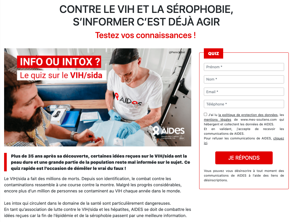 quiz vih sida ist hépatites santé sexuelle association aides prévention désintox fake news