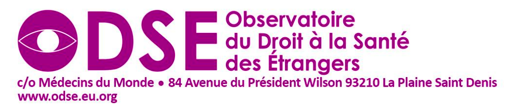 Observatoire du Droit à la Santé des Étrangers-ères ODSE solidarité Ukraine discriminations