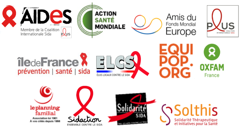 logos fonds mondial emmanuel macron associations sida vih épidémie