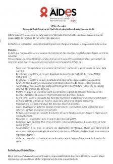 fiche poste responsable de l’analyse de l’activité et valorisation des données de santé