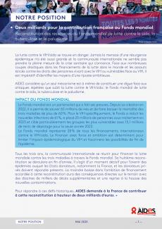 position AIDES Fonds mondial vih sida