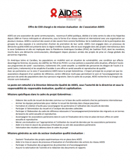 Fiche de poste CDD chargé chargée de mission évaluation projet Golondrinas aides association vih sida