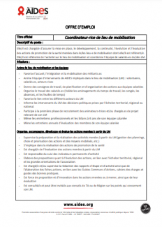 aides association vih sida emploi coordinateur coordinatrice lieu mobilisation saint denis