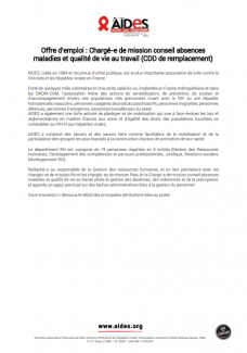 offre emploi CDD chargé-e mission conseil absences maladies qualité de vie au travail