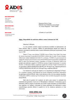 courrier ministre de la santé olivier véran pénuries plaidoyer aides association vih hépatites sida coronavirus covid-19