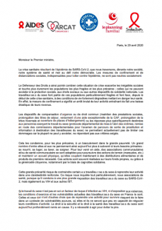 Lettre au Premier Ministre fonds d'urgence TDS coronavirus