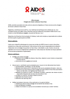 aides recrutement offre emploi poste collecte vih hépatites sida