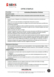 aides recrutement offre emploi poste animation animateur actions normandie havre rouen vih hépatites sida