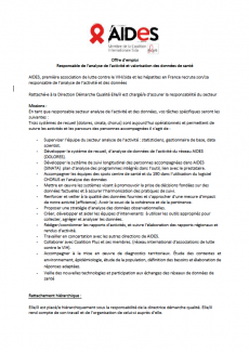 aides recrutement offre emploi poster responsable analyse activité valorisation données santé vih hépatites sida
