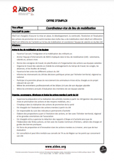 fiche de poste postecoordinateur coordinatrice lieu de mobilisation Noisiel aides vih hépatites sida