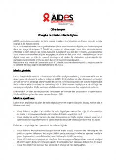 fiche de poste poste chargé de mission collecte digitale vih hépatites sida