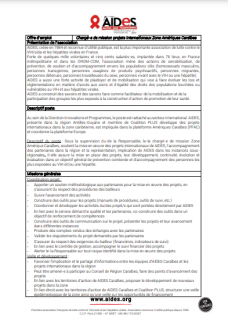 fiche de poste chargé chargée de mission projets internationaux Amérique Caraïbes AIDES association vih sida hépatites